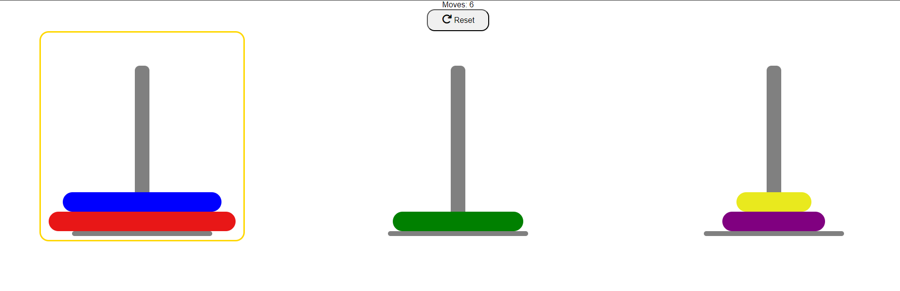 An example of the Towers of Hanoi game